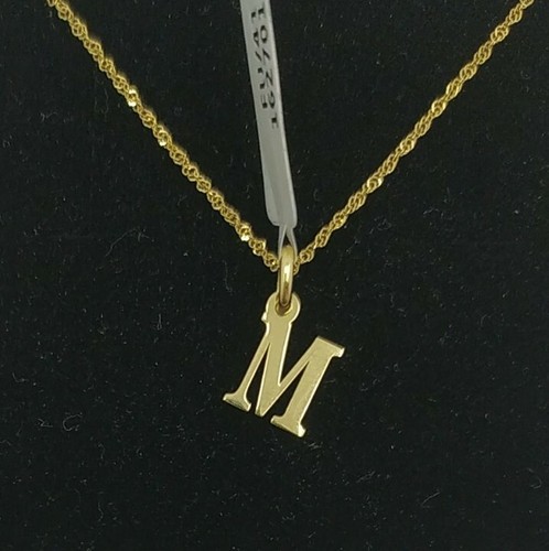 Colgante y cadena oro 18k 750 mls . Letra M estilo Times New Roman | eBay