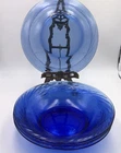 Pyrex Soup Salad Bowls Cobalt Blue Swirl Edge Design Set of 4 USA MADE