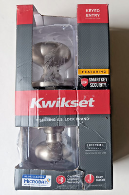 Kwikset Juno Satin Nickel Entry Door Knob w/Smartkey and Microban 740J 15 SMT CP