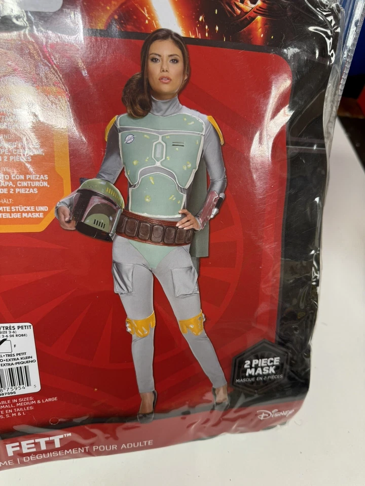 Disney Star Wars Boba Fett Deluxe Adulto Extra Pequeño XS Disfraz con Máscara Rubíes Foto 2 de 4