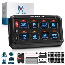 MICTUNING 8/12 Gang Switch Panel LED Touch Control Panel Box 12/24V Universal