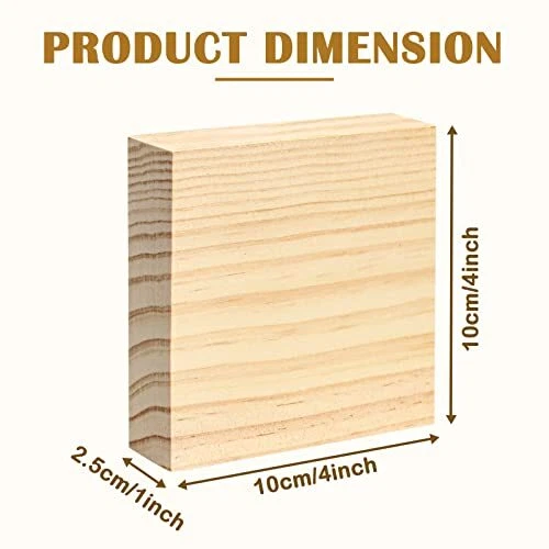 16 Pack Unfinished Wood Blocks for Crafts 4 X 4 X 1 Inch Pine Wood