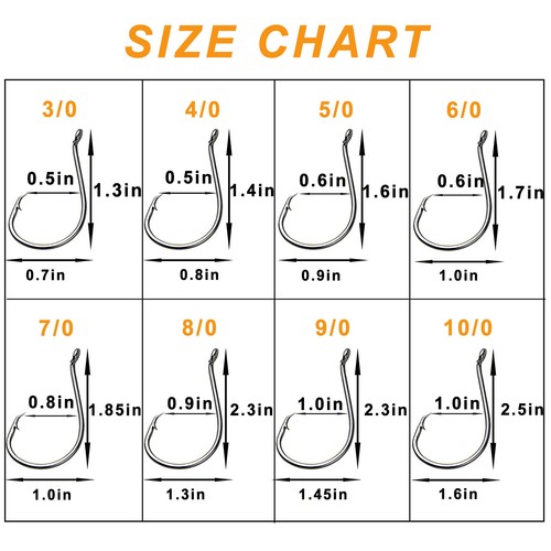 200pcs 2X Strong Offset Sport Circle Fishing Hooks 7384 Black Octopus Fish Hooks - Picture 6 of 42