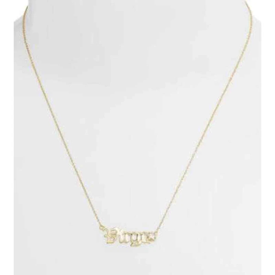 Colar pingente folheado a ouro 18K Melinda Maria Virgem zodíaco strass delicado - Imagem 4 de 4