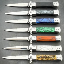 9" Classic Italian Style Stiletto Folding Spring Assisted Open Pocket Knife NEW
