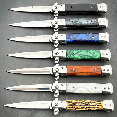 #ad 9quot; Classic Italian Style Stiletto Folding Spring Assisted Open Pocket Knife NEW $13.95
