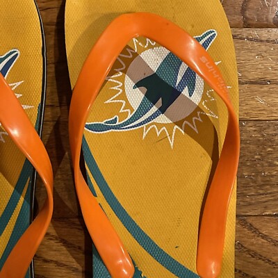 Miami Dolphins FOCO big logo flip-flops - Size Large (10.5  display picture 2