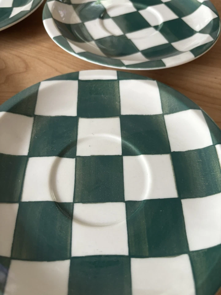 Usado en Excelente Condición Juego de 5 Platillos WBACH 6.5” GREEN CHECK Cuadros WAECHTERSBACH Japón Foto 2 de 4