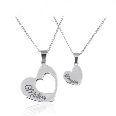 2er HALSKETTEN SET ''MOTHER & DAUGHTER'' HERZ, Kette, Geschenk, Mutter Tochter NEU
