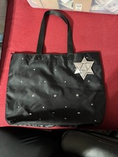 Bath and Body Works Bag 2013 VIP Holiday Black Tote Sparkle Shine Bow 16"x13"x4"