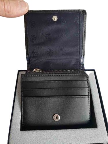 NEU BROOKS BROTHERS Leder-Geldbörse mit Doppelfaltung Münzfach schwarz blau grau Herren - Bild 2 von 7