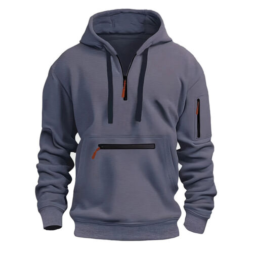 Men Hoodies Sweatshirt Pullover Half Zip Up Autumn Winter Jumper Coat Fashion - Picture 7 of 14
