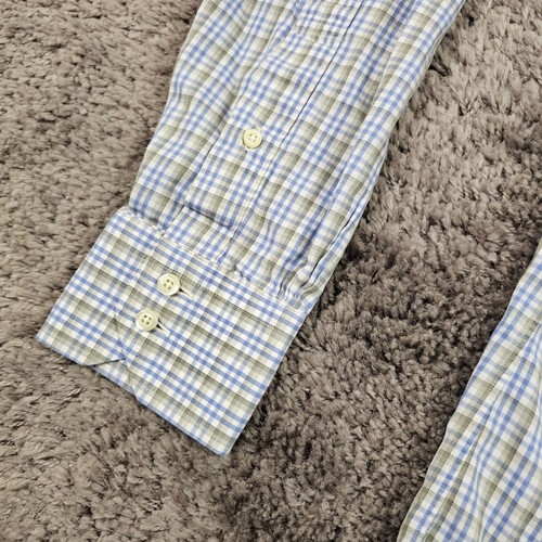 VINTAGE Brooks Brothers Shirt Mens Large L Blue Plaid Slim Fit Italy Made in USA - Picture 4 of 12