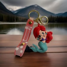Little Mermaid Ariel Anime 3D Keychain Figure Keyring Pendant Backpack Clip