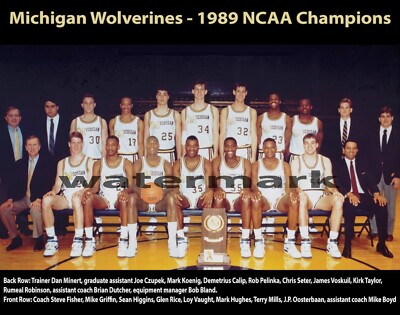 Michigan Wolverines - 1989 NCAA Basketball Champions, 8x10 Color Team ...
