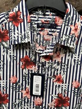 Cremieux Classics Floral Short Sleeve Shirt Mens Sz L,XL 100 Cotton NWT ST5WX666