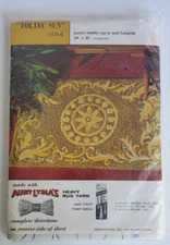 Aunt Lydia TOLTEC SUN #684 Vintage Punch Needle RUG orWALL HANGING 24x36 Pattern