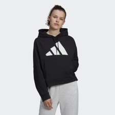 NWT Adidas Womens Logo Back Zip Hoodie, Black, Size L, MSRP 80