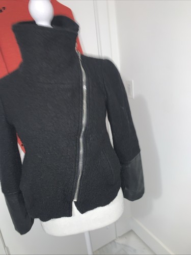 Club Monaco Wool & Lambskin Leather Jacket XS Luxury Trendy - Picture 16 of 20