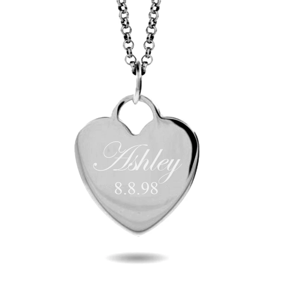 Custom Heart Name Necklace – Personalized Engraved Pendant Gold Silver Gift - Image 2 of 4