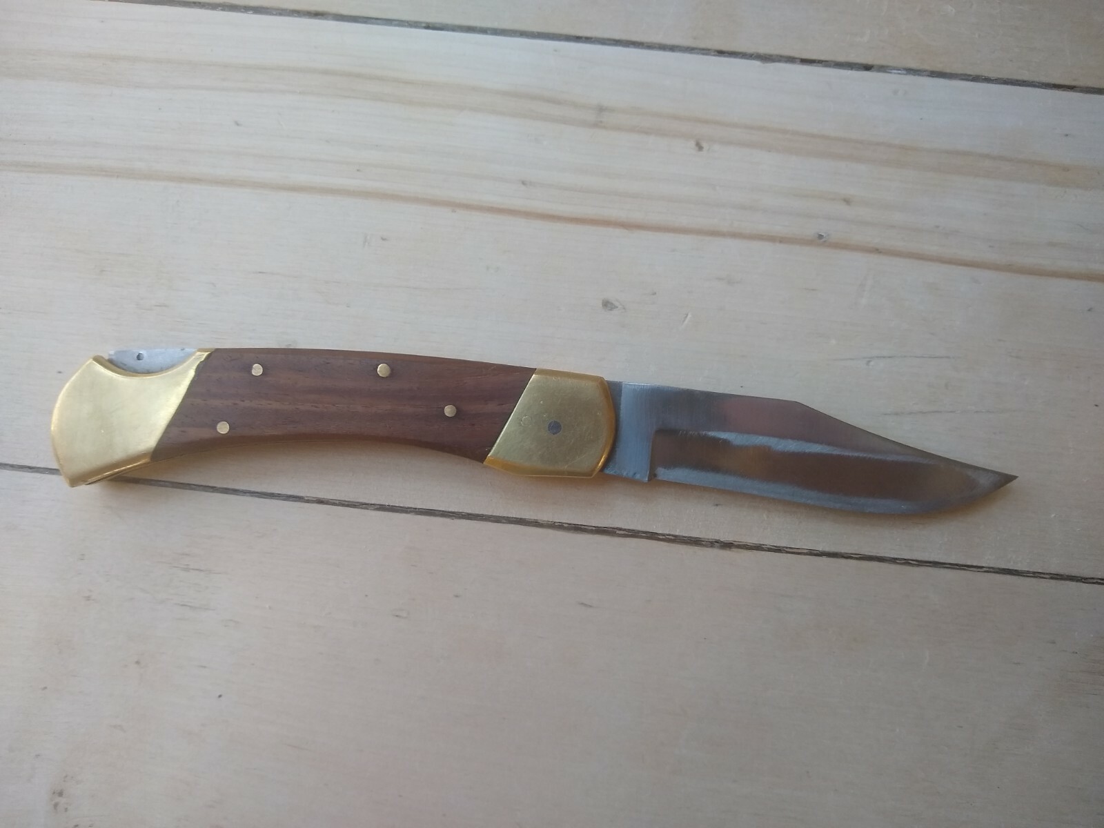 Large Vintage Pakistani Folding Knife, Brass and Wood Scales eBay