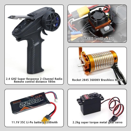 ZD Racing MT-16 RC Car 1/16 4WD 2.4G 4CH Off-Road Car 2845 Brushless Motor 49mph - Picture 15 of 18
