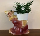 Vintage Shawnee Pottery Clown USA Plant Holder Jo Jo 619 (With Faux Plant) MCM