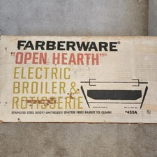 FARBERWARE OPEN HEARTH ELECTRIC BROILER AND ROTISSERIE 455A
