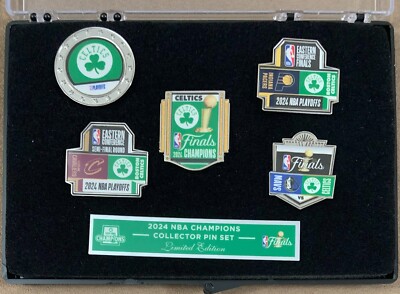 BOSTON CELTICS 2024 NBA CHAMPIONS 5PC LE SET COLLECTOR PIN