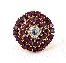 14k gold approximately 1.5 ct ruby and .15 ct diamond cluster ring size 5.25