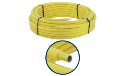 TUBO MULTISTRATO RIVESTITO X GAS GIALLO CON GUAINA D. 16 20 26 FIV MADE IN ITALY