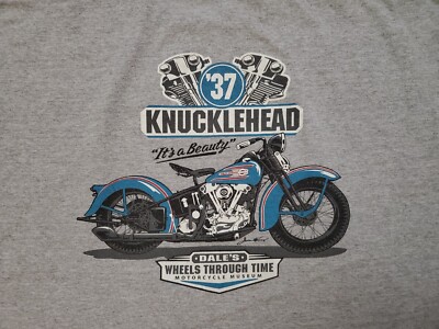 Gildan 37 Knucklehead Dales Wheels Through Time 3XL Gray Motorcycle T Shirt A6