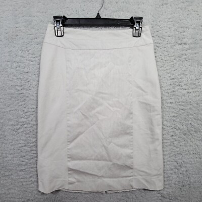 H&M Skirt Womens 6 White Pinstriped Panel Lined Pencil Straight Back Slit