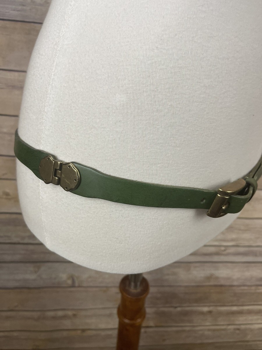 Linea Pelle Large Leather Belt Green Antique Gold Hardware  display picture 2