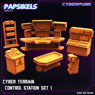 Cyber Terrain - Control Station Set 1 | Terrain | Sci-Fi | Cyberpunk | DnD Minis
