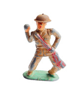 Barclay Soldier  B76 738, Soldier with Rifle Off Ground, Tin Helmet