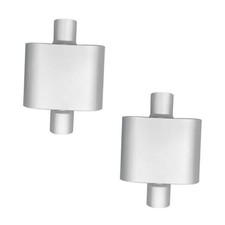 Universal 2.25" ID Inlet/Outlet Single Chamber Muffler 2 2.25 Inch SILVER