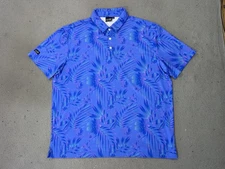 Sunday Swagger Polo Shirt Mens 2XL Blue Purple Tropical Golf Performance Stretch