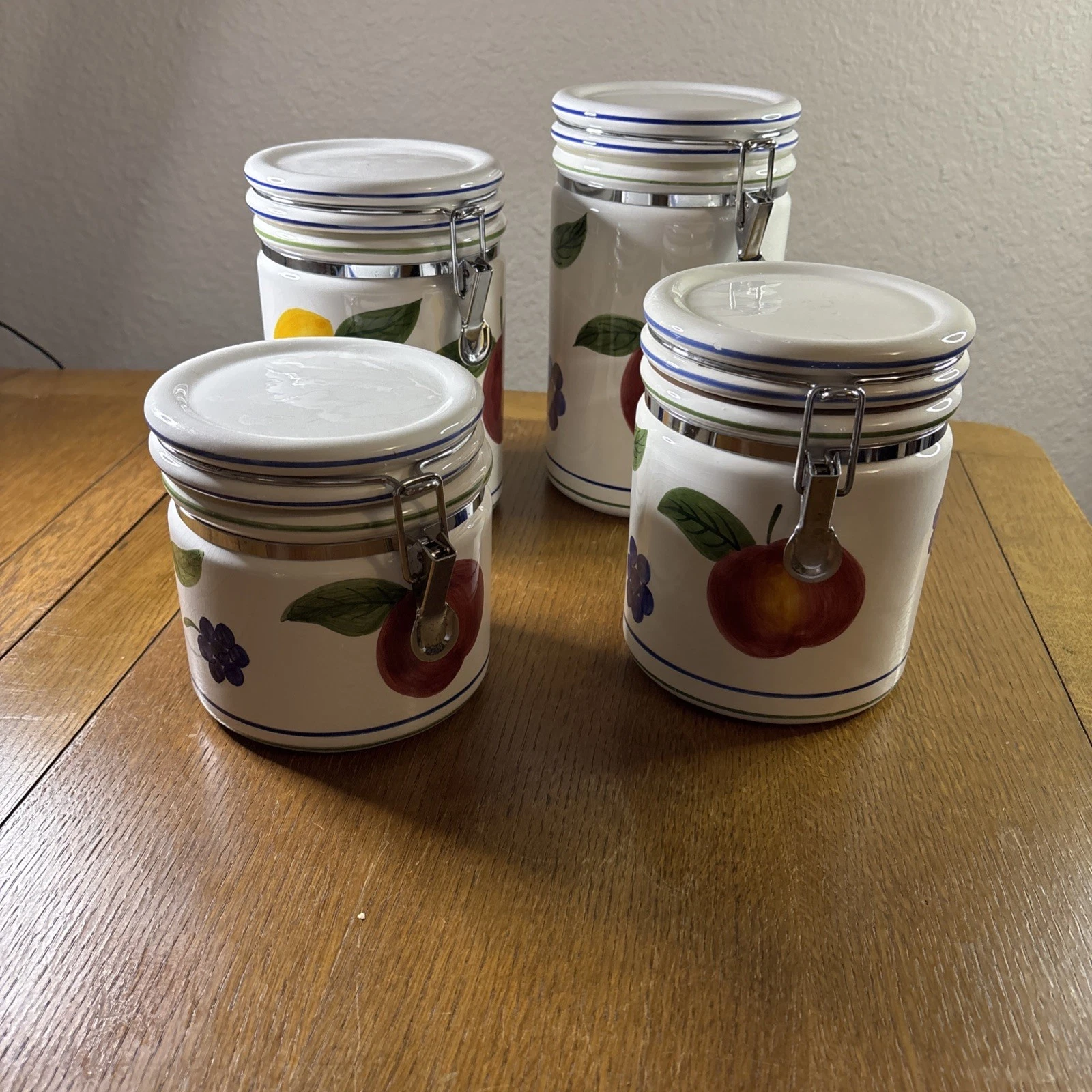 Vintage Set Of 4 Certified International Corporation CIC Canisters Fruit Design