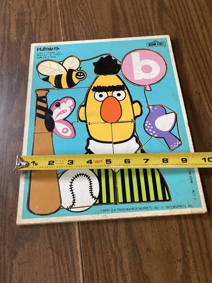 Vtg 70s Play school 11pc B Puzzle Sesame Street “B” Bert Bee Bat Ball Bird - Image 3 of 4