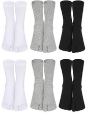 BOARDFEB 6 Pairs Tabi Socks Elastic Split Two Toe One Size, Classic Color