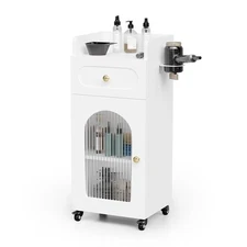 Salon Trolley Cart with Wheels, Hair Cart Mobile Storage Cabinet with Glass Door