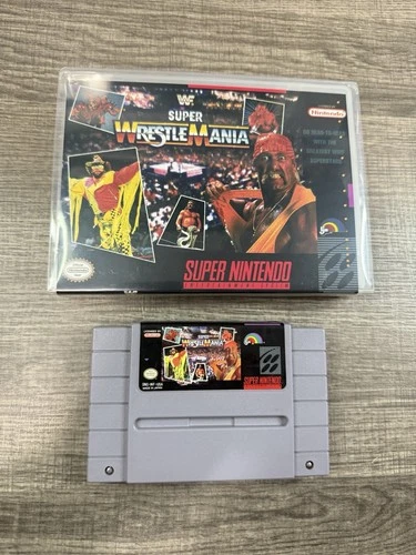 WWF Super WrestleMania (SNES, Super Nintendo 1992) Game With Replacement Case