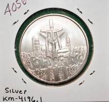 1990 Poland 100,000 Zlotys-Solidarity- 1 OZ .999 Silver-BU-#4056