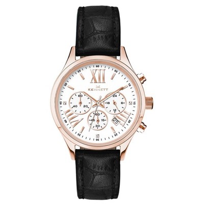 Kennett Damen Lady Savro Rosegold Schwarz Empire Uhr LSERGWHBK