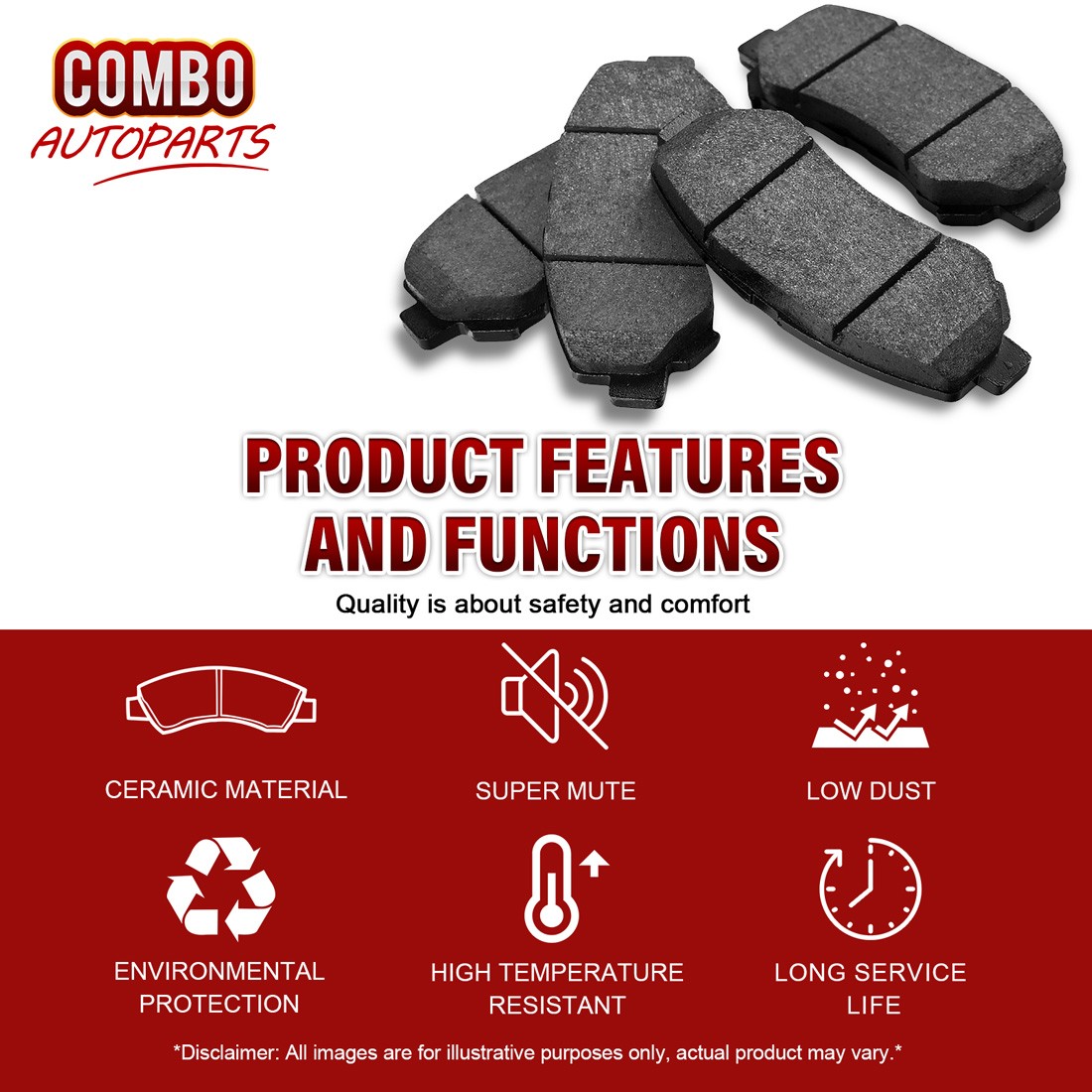 Front Rear Disc Brake Pads Set for 1968 1969 1970 1971 Ferrari 365 GT