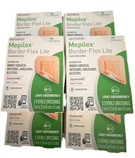 10 Box Mepilex Border Flex Lite, 1.6x2 In, 3 Bandages Per Box, 30 New And Sealed