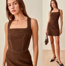 Reformation Davies Bustier Denim Mini Dress, Size 0 