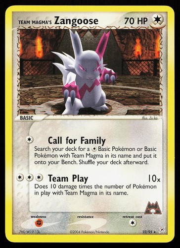 Team Magma's Zangoose 23/95 Regular Rare Team Magma vs Team Aqua Pokemon Card