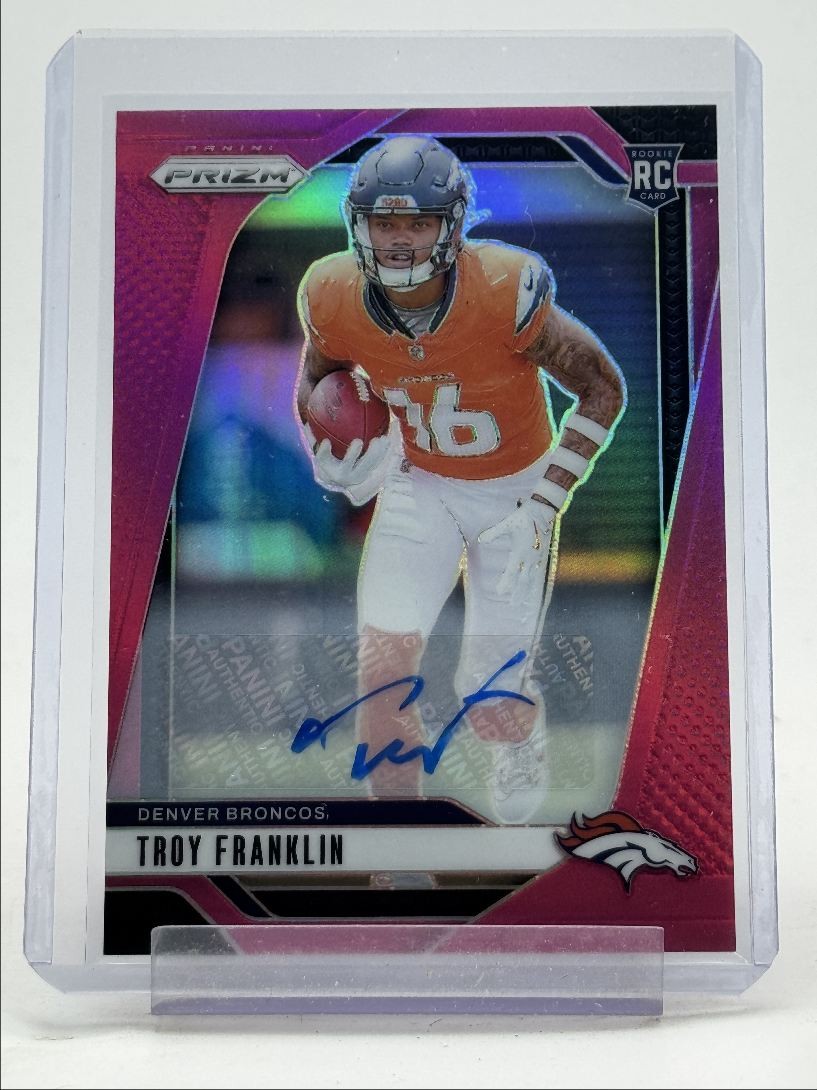 TROY FRANKLIN 2024 PANINI PRIZM ROOKIE AUTOGRAPH PINK BRONCOS RC AUTO Q4462